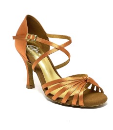 Scarpa da ballo donna latino americano tango ballo da sala raso rame suola bufalo tacco 90