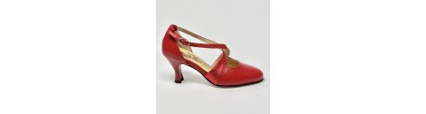 Scarpa da ballo donna ballo da sala liscio standard pelle glitter rosso suola cuoio pomiciato tacco 70 rocchetto