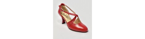 Scarpa da ballo donna ballo da sala liscio standard pelle glitter rosso suola cuoio pomiciato tacco 70 rocchetto