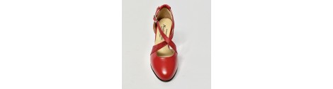 Scarpa da ballo donna ballo da sala liscio standard pelle glitter rosso suola cuoio pomiciato tacco 70 rocchetto