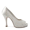 Scarpa spuntata pizzo bianco e swarovski plateau di 1,5 cm tacco 110