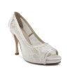 Scarpa spuntata pizzo bianco e swarovski plateau di 1,5 cm tacco 110
