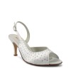 Sandalo in raso bianco con swarovski suola cuoio tacco 70