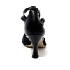 Scarpa da ballo donna latino americano ballo da sala liscio pelle velluto nero argento suola cuoio pomiciato tacco 70 rocchetto