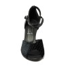 Scarpa da ballo donna latino americano ballo da sala liscio pelle velluto nero argento suola cuoio pomiciato tacco 70 rocchetto