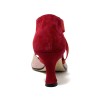 Scarpa da ballo donna latino americano ballo da sala tessuto camoscio rosso elastici suola cuoio pomiciato tacco 70 rocchetto