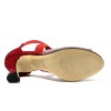 Scarpa da ballo donna latino americano ballo da sala tessuto camoscio rosso elastici suola cuoio pomiciato tacco 70 rocchetto