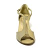 Scarpa da ballo donna latino americano ballo da sala liscio tango pelle tessuto beige suola cuoio pomiciato tacco 50
