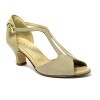 Scarpa da ballo donna latino americano ballo da sala liscio tango pelle tessuto beige suola cuoio pomiciato tacco 50