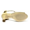 Scarpa da ballo donna latino americano ballo da sala liscio tango pelle tessuto beige suola cuoio pomiciato tacco 70 rocchetto