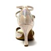 Scarpa da ballo donna latino americano ballo da sala liscio tango raso cipria strass boreali suola bufalo tacco 90