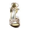 Scarpa da ballo donna latino americano ballo da sala liscio tango raso cipria strass boreali suola bufalo tacco 90
