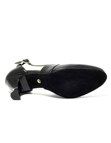 Scarpa da ballo donna ballo da sala liscio latino tango pelle nera suola bufalo tacco 60 rocchetto