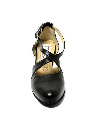 Scarpa da ballo donna ballo da sala liscio latino tango pelle nera suola bufalo tacco 60 rocchetto