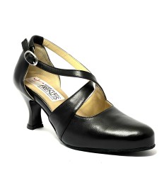Scarpa da ballo donna ballo da sala liscio latino tango pelle nera suola bufalo tacco 60 rocchetto