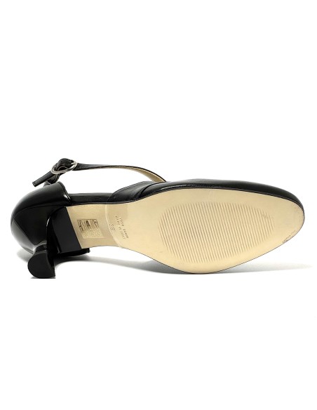 Scarpa da ballo donna ballo da sala liscio latino tango pelle nera suola cuoio pomiciato tacco 60 rocchetto