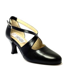 Scarpa da ballo donna ballo da sala liscio latino tango pelle nera suola cuoio pomiciato tacco 60 rocchetto