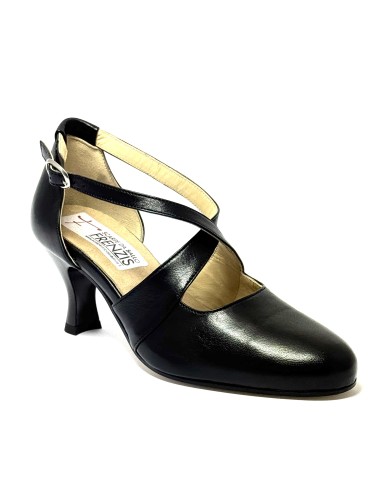 Scarpa da ballo donna ballo da sala liscio latino tango pelle nera suola cuoio pomiciato tacco 60 rocchetto