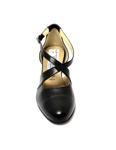 Scarpa da ballo donna ballo da sala liscio latino tango pelle nera suola cuoio pomiciato tacco 60 rocchetto