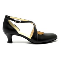Scarpa da ballo donna ballo da sala liscio standard pelle nera suola bufalo tacco 50 rocchetto