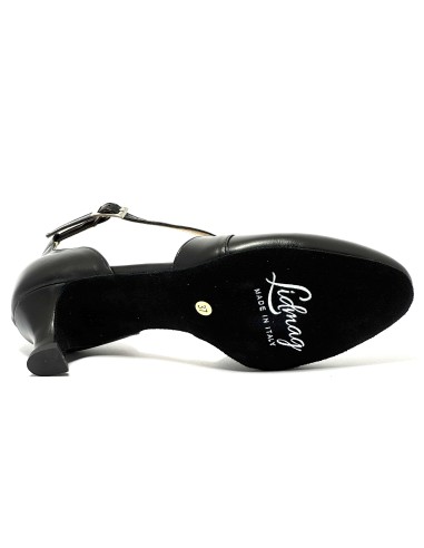 Scarpa da ballo donna ballo da sala liscio standard pelle nera suola bufalo tacco 50 rocchetto
