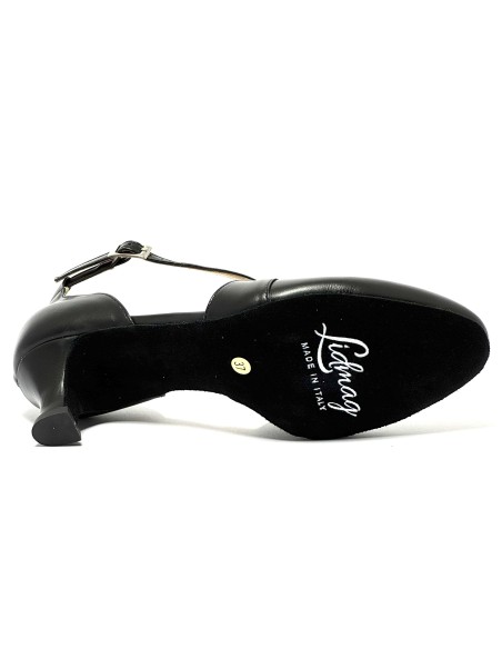 Scarpa da ballo donna ballo da sala liscio standard pelle nera suola bufalo tacco 50 rocchetto