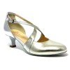 Scarpa da ballo donna ballo da sala liscio standard latino tango pelle argento suola bufalo tacco 50 rocchetto