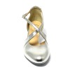 Scarpa da ballo donna ballo da sala liscio standard latino tango pelle argento suola bufalo tacco 50 rocchetto