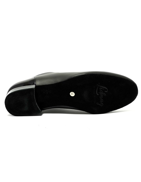 Scarpa da ballo uomo ballo da sala liscio standard latino americano tango argentino pelle vernice nera suola bufalo tacco 20