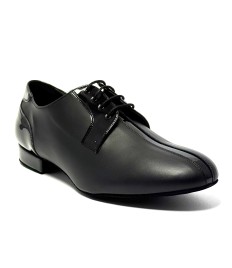 Scarpa da ballo uomo ballo da sala liscio standard latino americano tango argentino pelle vernice nera suola bufalo tacco 20