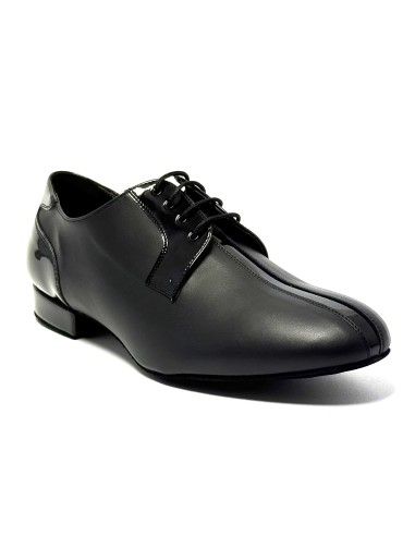 Scarpa da ballo uomo ballo da sala liscio standard latino americano tango argentino pelle vernice nera suola bufalo tacco 20