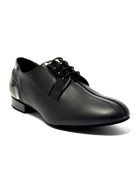 Scarpa da ballo uomo ballo da sala liscio standard latino americano tango argentino pelle vernice nera suola bufalo tacco 20