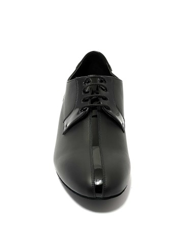 Scarpa da ballo uomo ballo da sala liscio standard latino americano tango argentino pelle vernice nera suola bufalo tacco 20