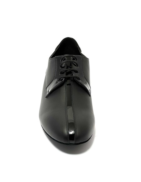 Scarpa da ballo uomo ballo da sala liscio standard latino americano tango argentino pelle vernice nera suola bufalo tacco 20