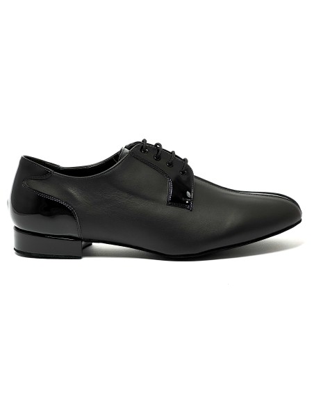 Scarpa da ballo uomo ballo da sala liscio standard latino americano tango argentino pelle vernice nera suola bufalo tacco 20