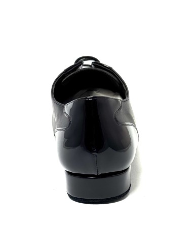 Scarpa da ballo uomo ballo da sala liscio standard latino americano tango argentino pelle vernice nera suola bufalo tacco 20