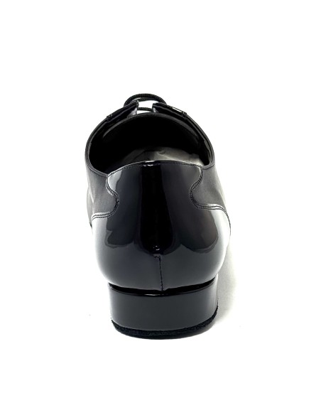 Scarpa da ballo uomo ballo da sala liscio standard latino americano tango argentino pelle vernice nera suola bufalo tacco 20