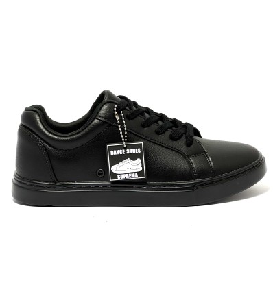 Scarpa da ballo Sneaker unisex per ballo latino americano salsa bachata tutta nera allacciata suola gommina da ballo comodissima