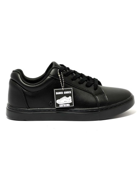 Scarpa da ballo Sneaker unisex per ballo latino americano salsa bachata tutta nera allacciata suola gommina da ballo comodissima
