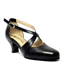 Scarpa da ballo donna ballo da sala liscio standard latino tango pelle nera suola bufalo tacco 50