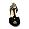 Scarpa da ballo donna latino americano ballo da sala liscio tango camoscio nero suola cuoio pomiciato tacco 60 rocchetto