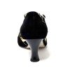 Scarpa da ballo donna latino americano ballo da sala liscio tango camoscio nero suola cuoio pomiciato tacco 60 rocchetto