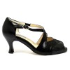 Scarpa da ballo donna latino americano ballo da sala liscio tango pelle fish nero suola cuoio pomiciato tacco 60 rocchetto