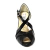 Scarpa da ballo donna latino americano ballo da sala liscio tango pelle fish nero suola cuoio pomiciato tacco 60 rocchetto