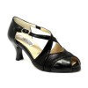 Scarpa da ballo donna latino americano ballo da sala liscio tango pelle fish nero suola cuoio pomiciato tacco 60 rocchetto