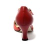 Scarpa da ballo donna latino americano ballo da sala liscio tango pelle fisch rosso suola cuoio pomiciato tacco 60 rocchetto
