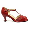 Scarpa da ballo donna latino americano ballo da sala liscio tango pelle fisch rosso suola cuoio pomiciato tacco 60 rocchetto