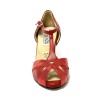 Scarpa da ballo donna latino americano ballo da sala liscio tango pelle fisch rosso suola cuoio pomiciato tacco 60 rocchetto