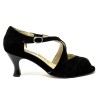 Scarpa da ballo donna latino americano ballo da sala liscio tango camoscio nero suola cuoio pomiciato tacco 60 rocchetto