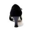 Scarpa da ballo donna latino americano ballo da sala liscio tango camoscio nero suola cuoio pomiciato tacco 60 rocchetto